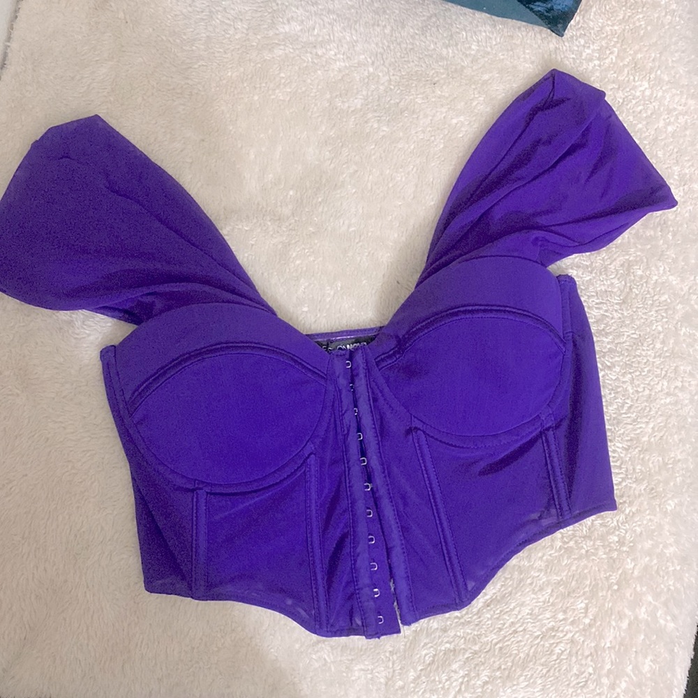 FashionNova Purple corset top, off the shoulder